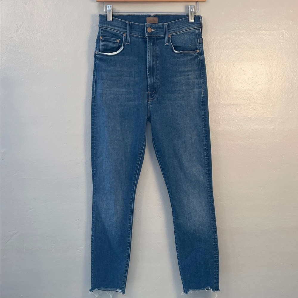MOTHER High Waisted Rail Ankle Fray in High Fidelity Size 28